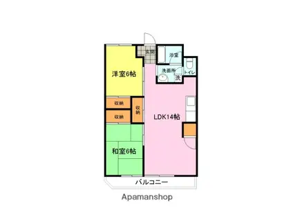 グリーンハイツ山の田(2LDK/1階)の間取り写真