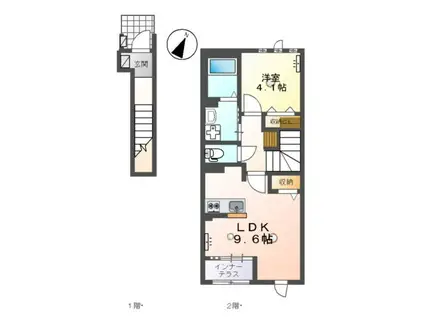 コンフォルト インテルノ(1LDK/2階)の間取り写真