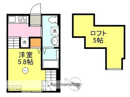 ヴィラフォンティーヌ山の田(1K/1階)の間取り写真