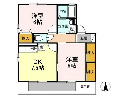 リヴェール F棟(2DK/1階)の間取り写真