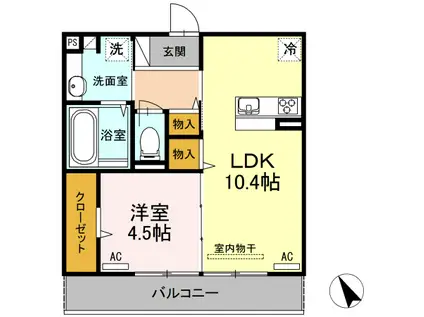 アルページュゆたか(1LDK/2階)の間取り写真