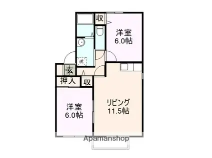 シャルマン(2LDK/2階)の間取り写真