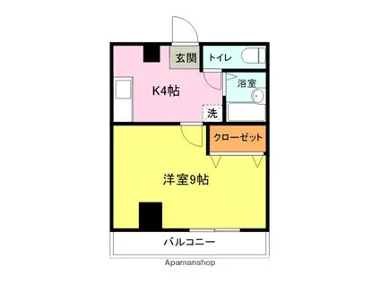 ハピネス藤川(1K/5階)の間取り写真