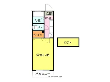 サンレジデンスM2(1K/1階)の間取り写真