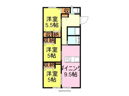 グランコートC(3LDK/2階)の間取り写真
