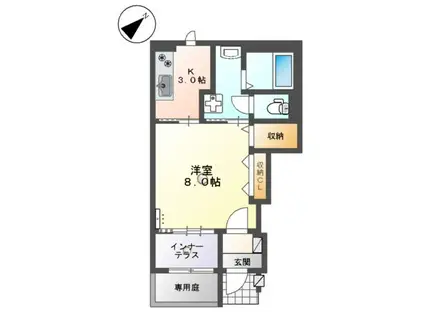 ローリングヒルズ富任(1K/1階)の間取り写真