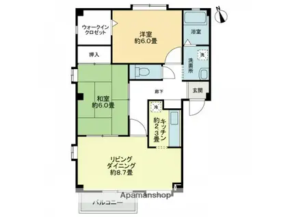 フォブール西須賀(2LDK/2階)の間取り写真