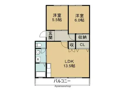天神マンションⅠ・Ⅱ(2LDK/3階)の間取り写真