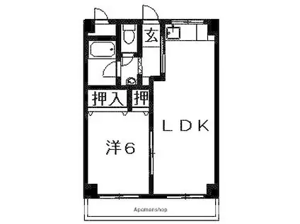 早内マンション(1LDK/4階)の間取り写真