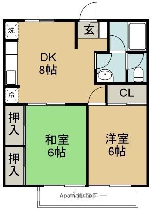 エクセレントプレミール(2DK/1階)の間取り写真