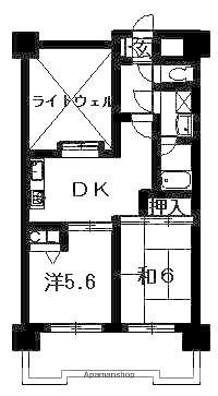 ダイアパレス新内町(2DK/12階)の間取り写真