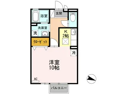 セジュールインフィニティ(ワンルーム/1階)の間取り写真