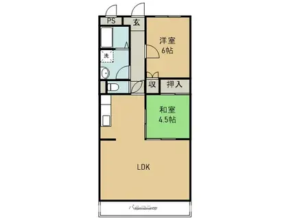 ルミエール北田宮(2LDK/3階)の間取り写真