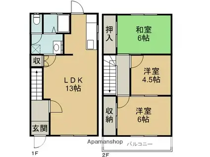 メゾネット井川(3LDK/1階)の間取り写真