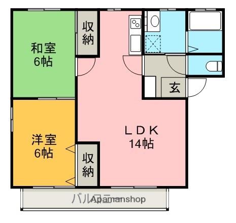 メゾンパーク中村A・B(2LDK/2階)の間取り写真
