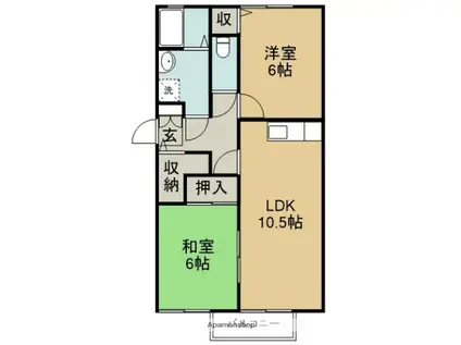 サンフレール柏原(2LDK/2階)の間取り写真