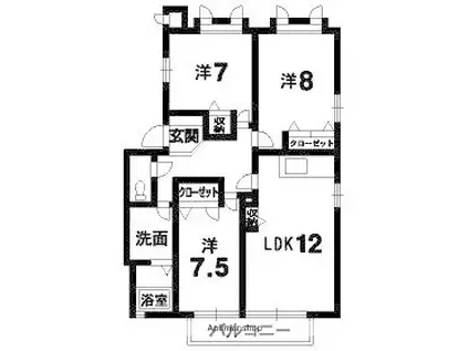 グランシード末広(3LDK/2階)の間取り写真