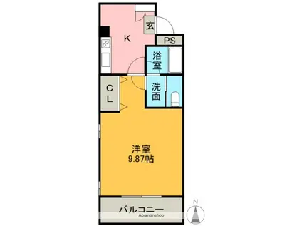 フィールド オブ ウィステリア(1K/3階)の間取り写真