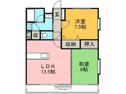 メゾンサンテラスB(2LDK/2階)の間取り写真