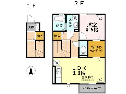 ベイ クレスト(1LDK/2階)の間取り写真