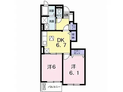 リブ・グリーン(2DK/1階)の間取り写真