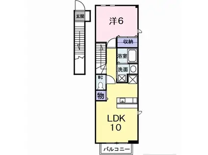 デュエルミサキD(1LDK/2階)の間取り写真