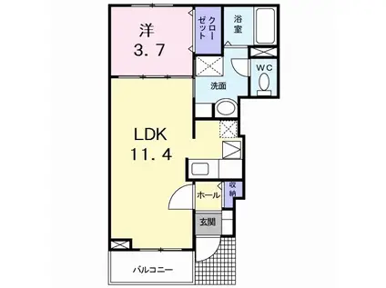 ティファニーハイツⅡ(1LDK/1階)の間取り写真