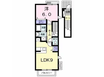 VILLA鶴島B(1LDK/2階)の間取り写真
