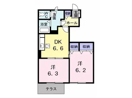 サンリットA(2DK/1階)の間取り写真