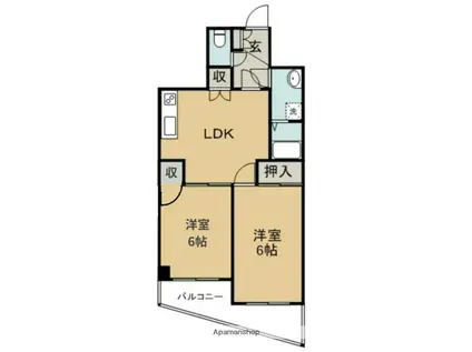 エグゼ古川(2SDK/6階)の間取り写真