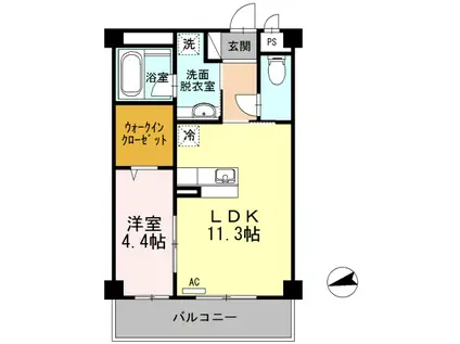 セレーナ沖浜(1LDK/3階)の間取り写真