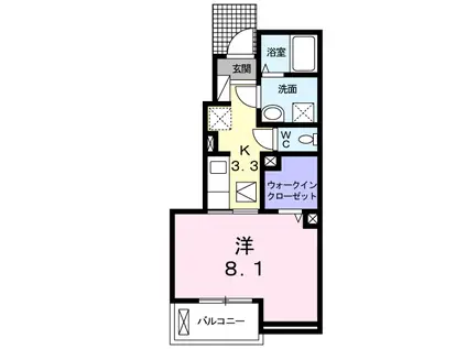 徳島線 蔵本駅 徒歩19分 2階建 築10年(1K/1階)の間取り写真