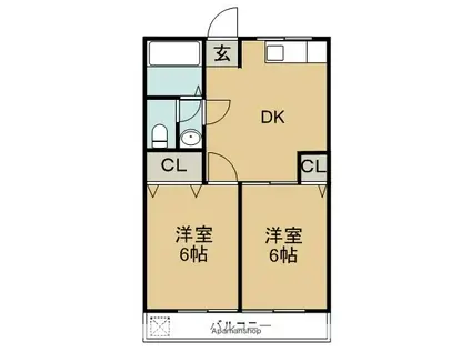 中吉野ハイツ(2DK/2階)の間取り写真