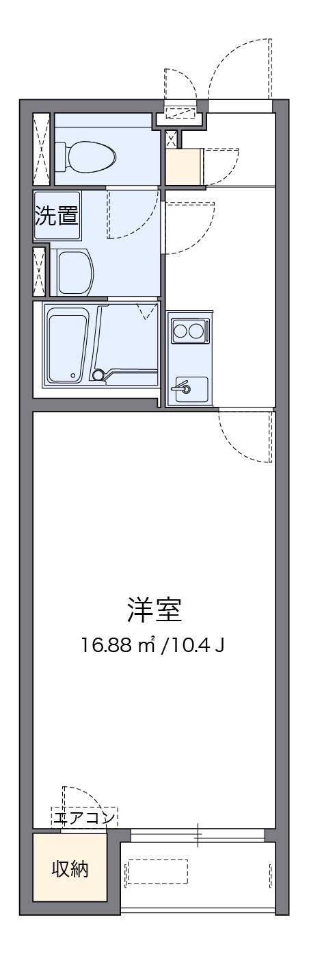クレイノHIKARI(1K/2階)の間取り写真