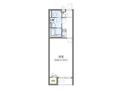 クレイノHIKARI(1K/2階)の間取り写真