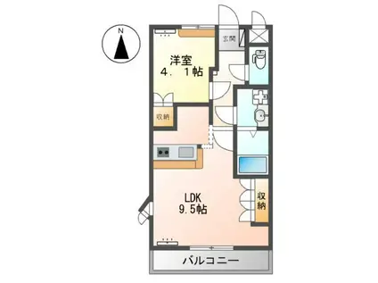 レジデンス城西Ⅰ(1LDK/2階)の間取り写真