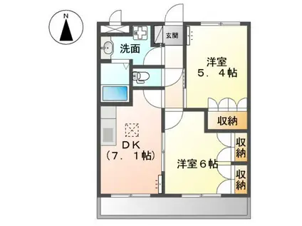 エルアール(2DK/1階)の間取り写真