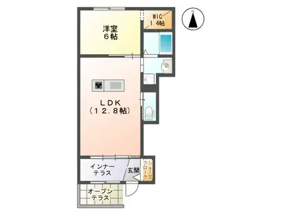 ユニヴァリィ2 東吉野A棟(1LDK/1階)の間取り写真