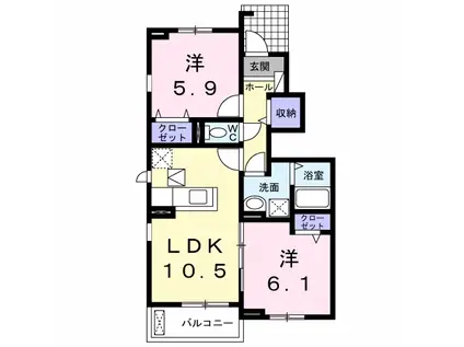 クラール南庄町 C(2LDK/1階)の間取り写真
