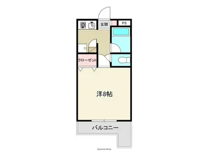 レジデンス徳島(1K/2階)の間取り写真