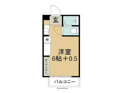 Kハイツ(ワンルーム/2階)の間取り写真