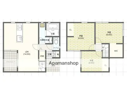 牟岐線 南小松島駅 徒歩17分 2階建 築7年(3LDK)の間取り写真