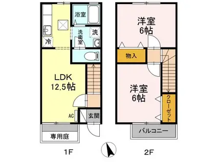 メルベーユ　ＭＴ　Ａ棟(2LDK)の間取り写真