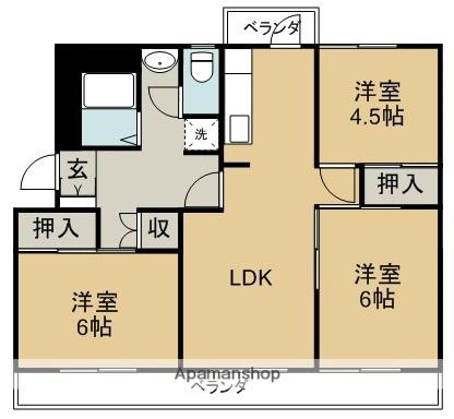 ヴィラナリー小松島(3LDK/4階)の間取り写真