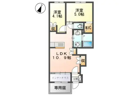 ハピネス(2LDK/1階)の間取り写真