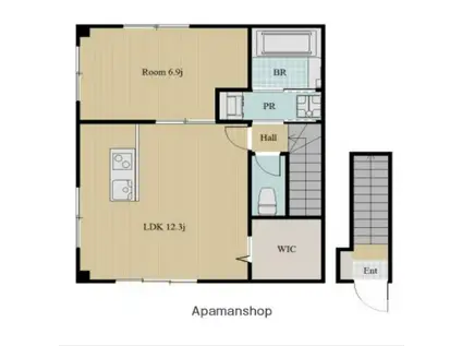 ピース・リブリスB(1LDK/2階)の間取り写真