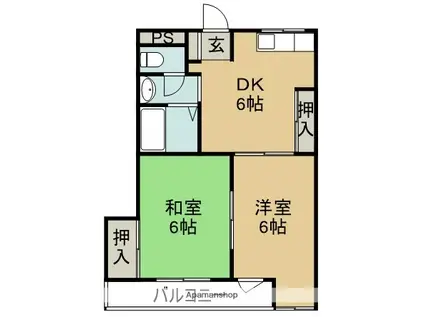 第二南昭ハイツ(2DK/2階)の間取り写真