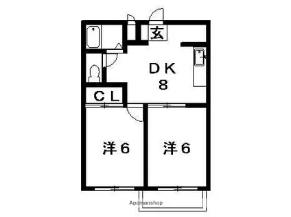 タウンコートA・B(2DK/2階)の間取り写真