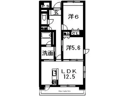 エスポワール(2LDK/1階)の間取り写真