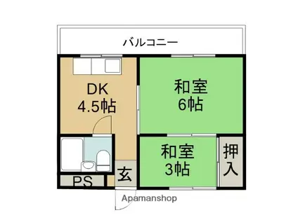 もと喜ハイツ(2K/2階)の間取り写真